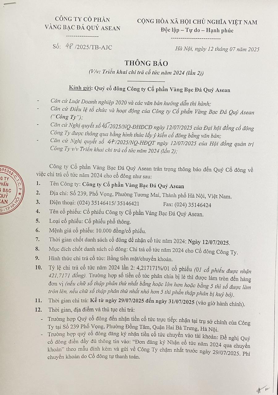 Biên bản kiểm phiếu và Nghị quyết chi trả cổ tức năm 2024 (lần 2)