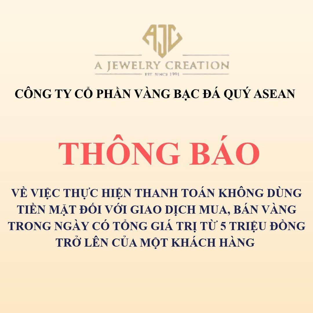 THÔNG BÁO VỀ VIỆC THỰC HIỆN THANH TOÁN KHÔNG DÙNG TIỀN MẶT ĐỐI VỚI GIAO DỊCH MUA, BÁN VÀNG